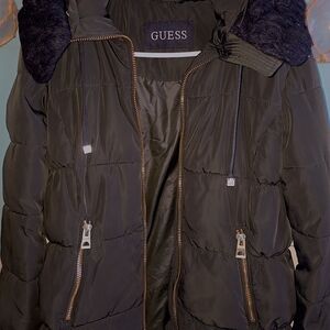 GUESS Women's Dark Green Puffer Jacket